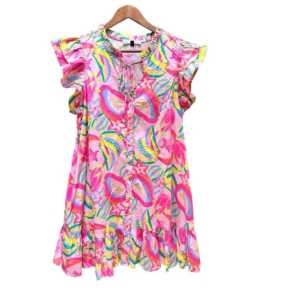 Vibrant Pink and Yellow Midi Dress